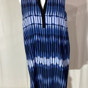 Elegant Vince Blue and White Striped Silk dress size US M